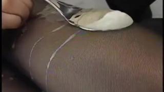 Lewd Japanese Teen Swallows Cum off her Nylon Stockings 11