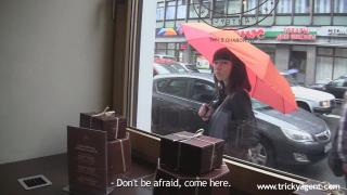 Tricky Agent - Hiding from the Rain a Brunette is Trapped! 1