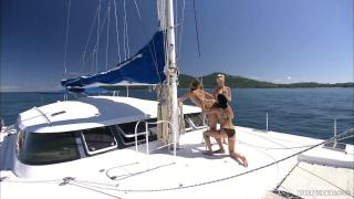 Lesbians Olivia La Roche Renata Black and Tarra White use Toys on Boat 10