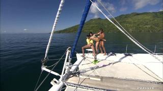 Renata Black Takes on two Guys while on a Boat as she Pulls off a DP 6