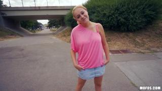 Surveying those Huge Boobs in Public POV with Euro Teen Paris Sweet 7