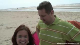 Redhead Nederlander Threesome on the Beach 8