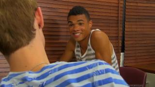 Black Bottom Gets his Ass Fucked by Blonde Twink and Cums 2