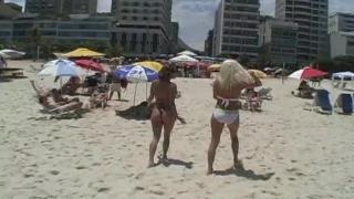 Lesbian Threesome outside on the Beach 3