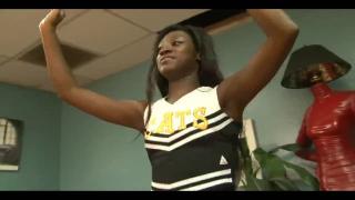 Sweaty Ebony Interracial Teen Cheerleader Gangbang with Jazzi Lay 3