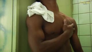 Ripped Black Guy Jacks off at a Toilet 12