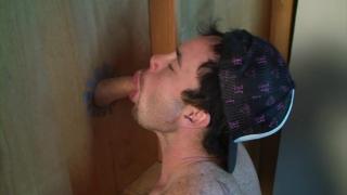 Girlfriend Watches her Man get a Gloryhole Blowjob 9