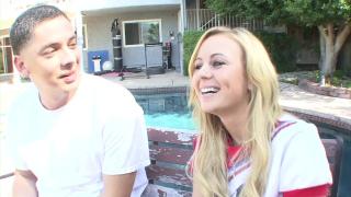 Hot Blonde Cheerleader Mae Meyers gives a Show to her Brothers Friends 2