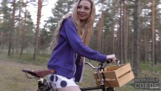 Areana back Riding her Bike Nude Masturbating in the Forest 2