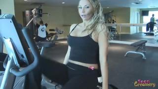 MILF at Gym gives Amazing Blowjob and Gets Tits Blasted with CUM