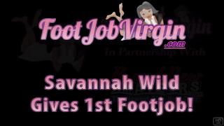 Amateur Savannah gives a Footjob while Masturbating at Footjob Virgin 1