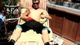 Hung Uncut Stroking in the Sun! 2