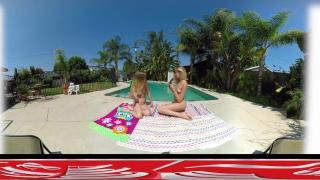 ADAME & EVE - VR TWO BLONE CURIOUS COEDS EAT EACH OTHER BY THE POOL 6