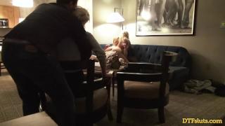 Two Blonde Babes DP Anal in Real Swinger Group Sex Late Night Hotel Party 3