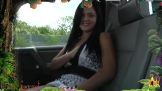 Hot Brunette Shows her Big Tits and round Ass in the Car 7