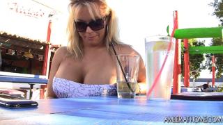 Amber Bach Tits and Pussy right out in the Open at the Bar Unseen! 7