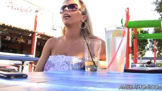 Amber Bach Tits and Pussy right out in the Open at the Bar Unseen! 8