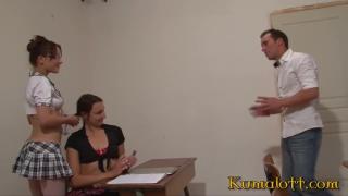 2 French Schoolgirls getting Anal Punishement by Teacher in Threesome 5