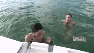 Great View as a Naked Brunette Pees off the Side of a Boat 11