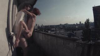 Nerdy Sister Eva Lets her Step Brother Fuck her on a Public Balcony 11