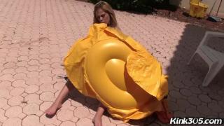 Aspen Celeste Fucks a Rubber Duck Inflatable then Pops It! 4