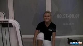 Ponytailed Blonde gives a Blowjob after her Teasing Gym Workout 6