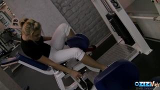 Ponytailed Blonde gives a Blowjob after her Teasing Gym Workout 7