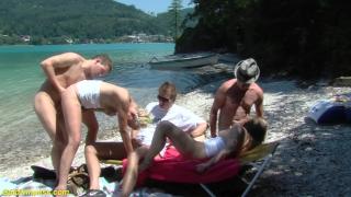 Extreme Wild German Public Groupsex Orgy at the Lake 6