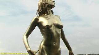 Real Gold Body Painted Teen Statue 7