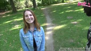 Dreier in Berlin - Outdoor Threesome Sex in Public Forest with Cute Teeny 2