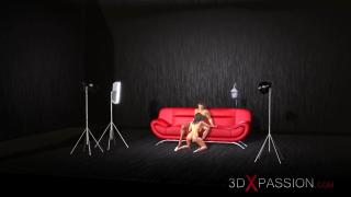 POV. Girl has Sex with Photographer on a Red Sofa in Photo Studio. 4