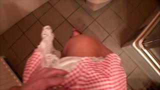 Busty Britney's Public Restroom Cum Swallow. Fishhooked BJ & Face Slapped 6