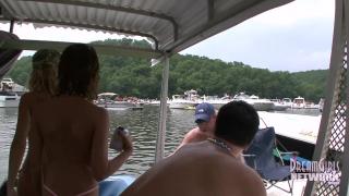 Four Girls Hang out at Party Topless on a Houseboat 5