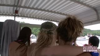 Four Girls Hang out at Party Topless on a Houseboat 9