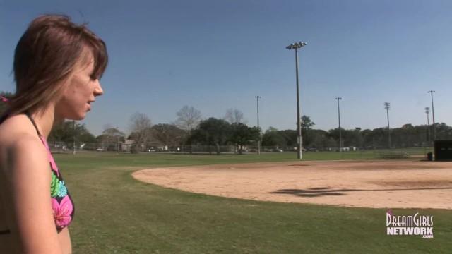 Crazy Girl Gets Naked on a College Baseball Field - 2