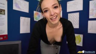 SEXY PIERCED DOWNBLOUSE NIPPLES IN THE OFFICE 4