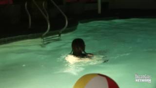 Sneaking into the Hotel Pool Late Night with two Naked Chicks 6