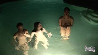 Late Night Hotel Pool Skinny Dipping with 3 Super Hot Chicks 5