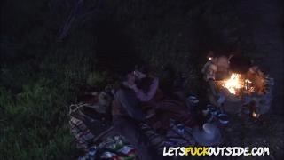 Busty Brunette and her Boyfriend having Sex in the Wood at Night 9