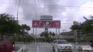 Cute Brunette has Fun Flashing around Tampa go Bucs! 9