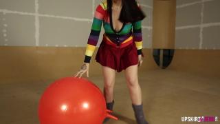 PANTYLESS PUSSY FLASHING ON SPACE HOPPER 5
