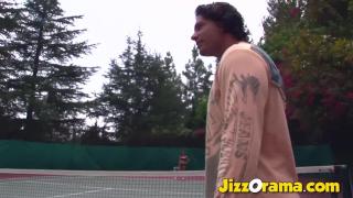 Latina Bombshell Sativa Rose in Nasty Threesome on Tennis Court 2