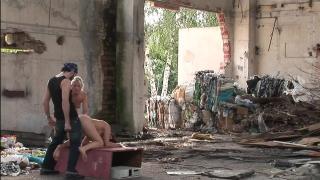 Naked Teen PAWG Finds her way to an DP Orgy in Abandoned Warehouse 8