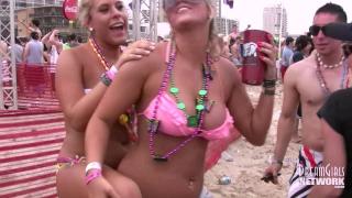 Big Tit Bikini Coeds Dance and Flash during Spring Break Beach Party 11