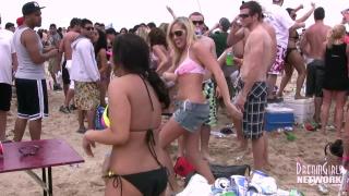 Bikini Clad Coeds with Big Ole Titties Dance on the Beach 2