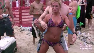 Bikini Clad Coeds with Big Ole Titties Dance on the Beach 3