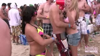 Bikini Clad Coeds with Big Ole Titties Dance on the Beach 6