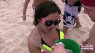 Bikini Clad Coeds with Big Ole Titties Dance on the Beach 9