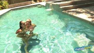 Young Lesbian Babes Play Dirty in the Pool and Lick each other Pussies 4