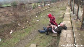 Young Slut Misha Dull Fucked in Public by old Perverted Man 10